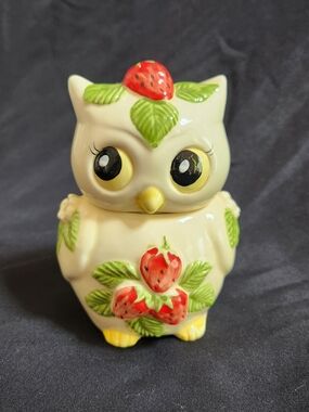 Vintage Josef Originals Owl Bird Strawberry Jam Jar